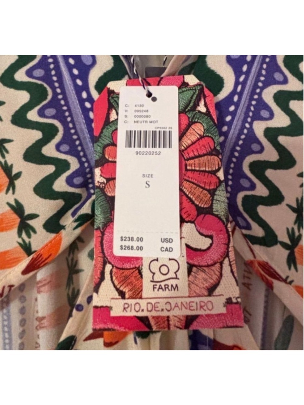 Farm Rio V-Neck Kaftan Maxi Dress Size S NWT - Picture 8 of 11